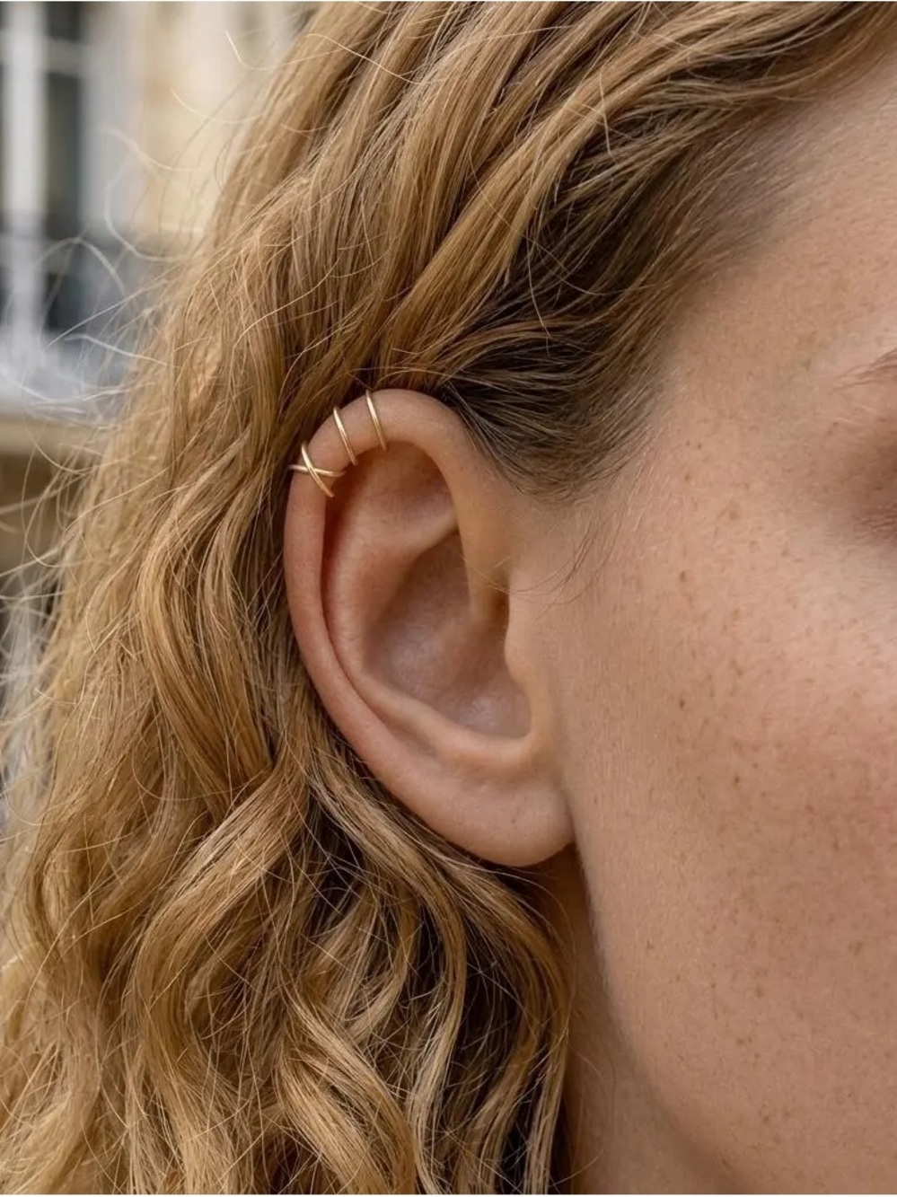New🌟Urban Outfitters-Gold-Tone Minimal Hoop & Cuff Earring Set
